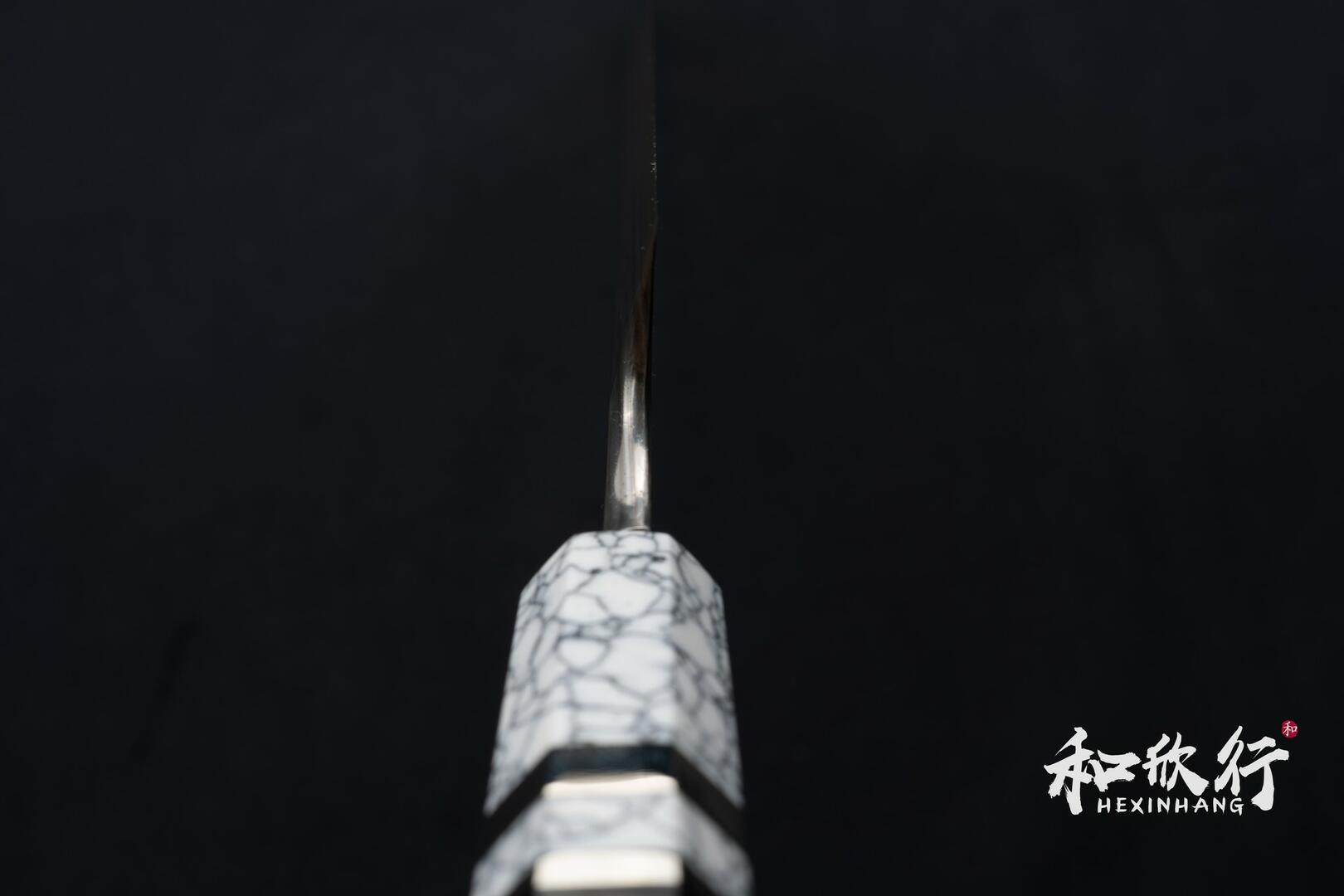 二唐刃物鍛造所Nigara Hamono 鬼殺青二鋼暗紋青染先丸蛸引330mm